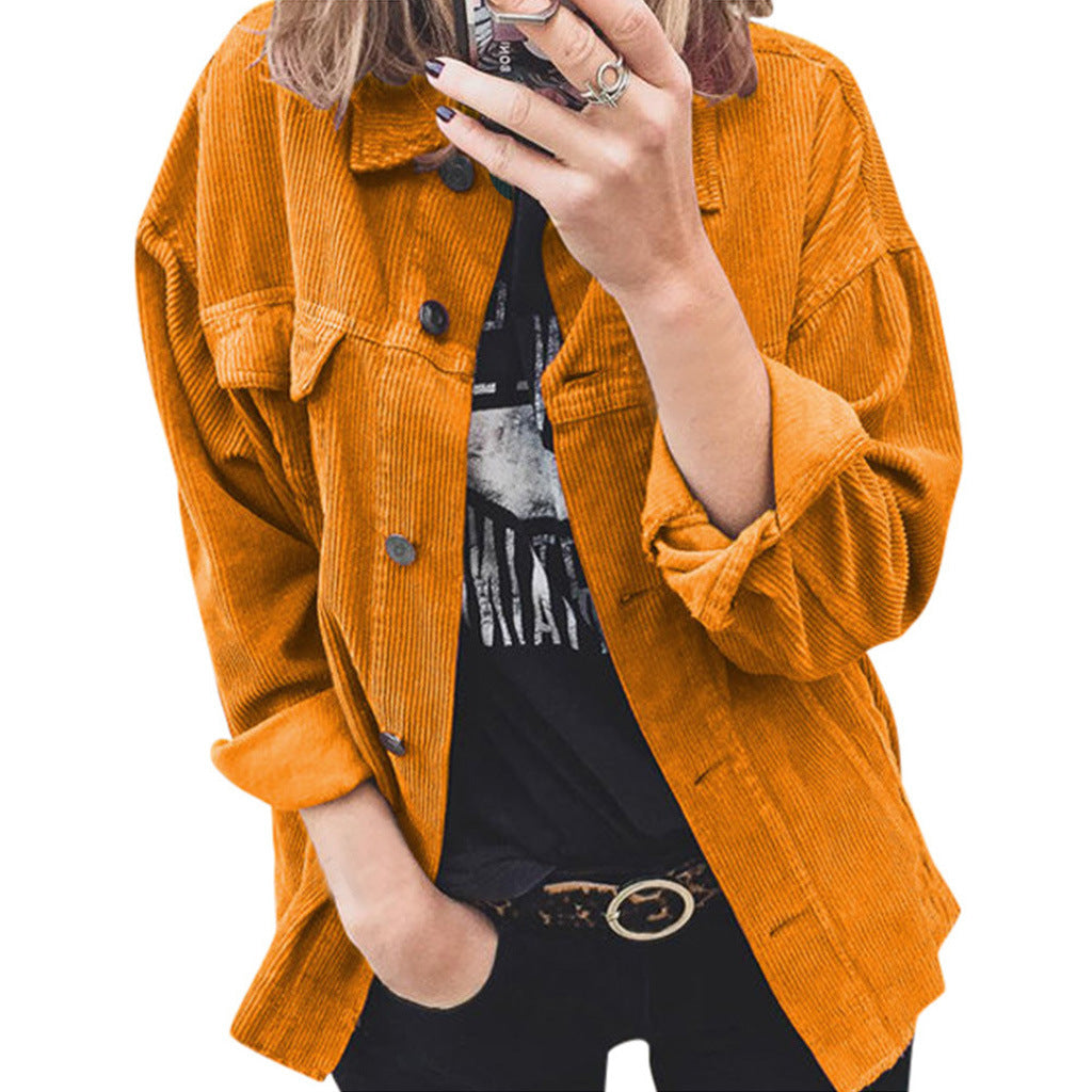 Trendy corduroy jacket for women with practical patch pockets and a relaxed fit Lune London