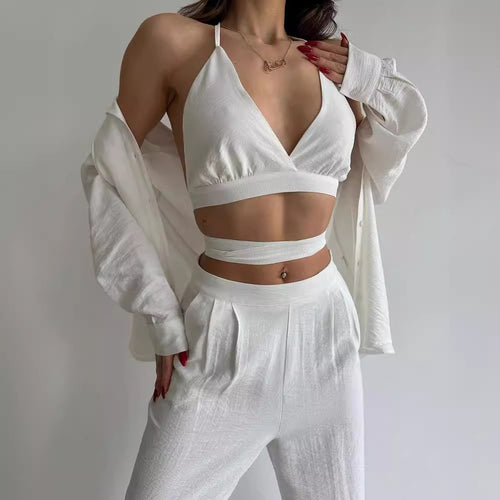 Elegant two-piece set for women made of fluid fabric and fitted design Lune London