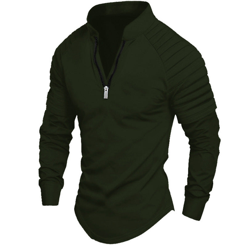 Long sleeve sport shirt for men with high collar and zip Lune London