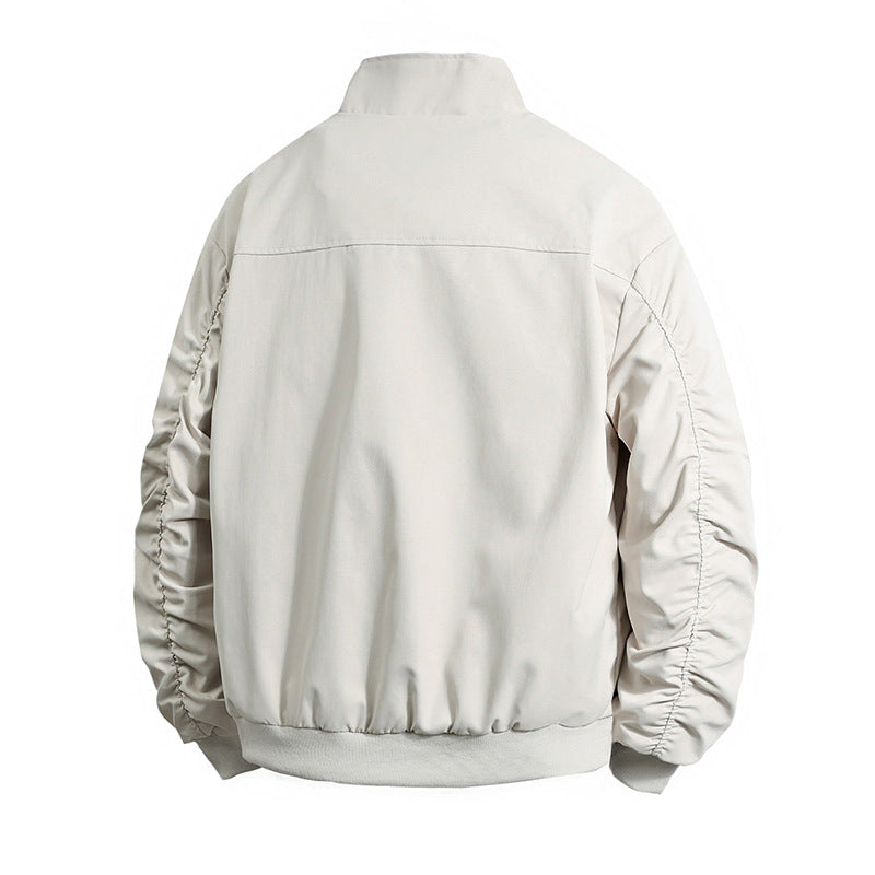 Transitional jacket for men with high collar and practical zippered pockets Lune London
