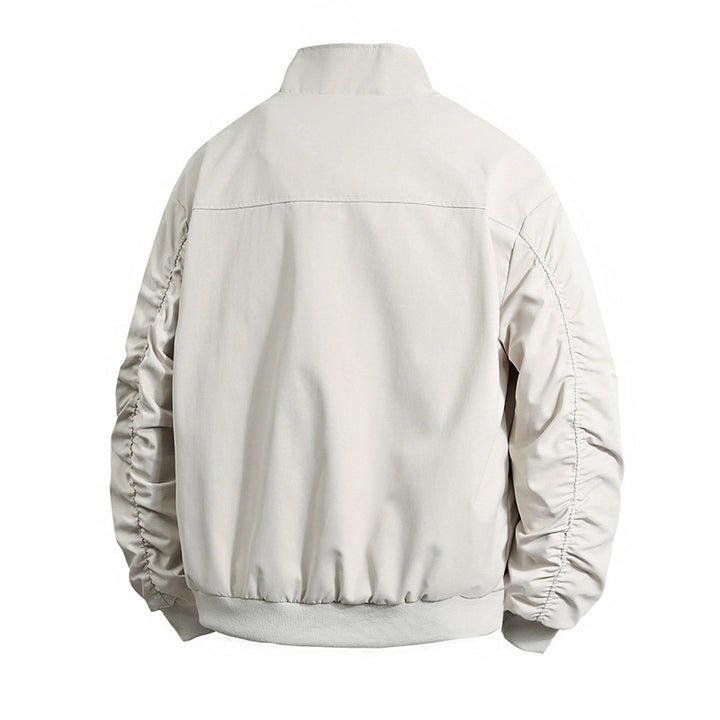 Transitional jacket for men with high collar and practical zippered pockets Lune London