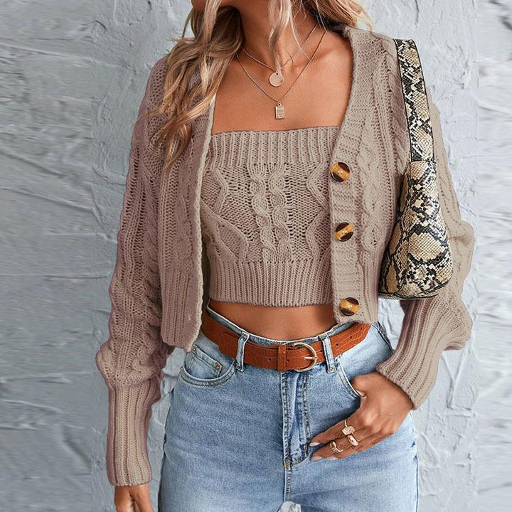 Knit jacket for women with structured design and button detail Lune London