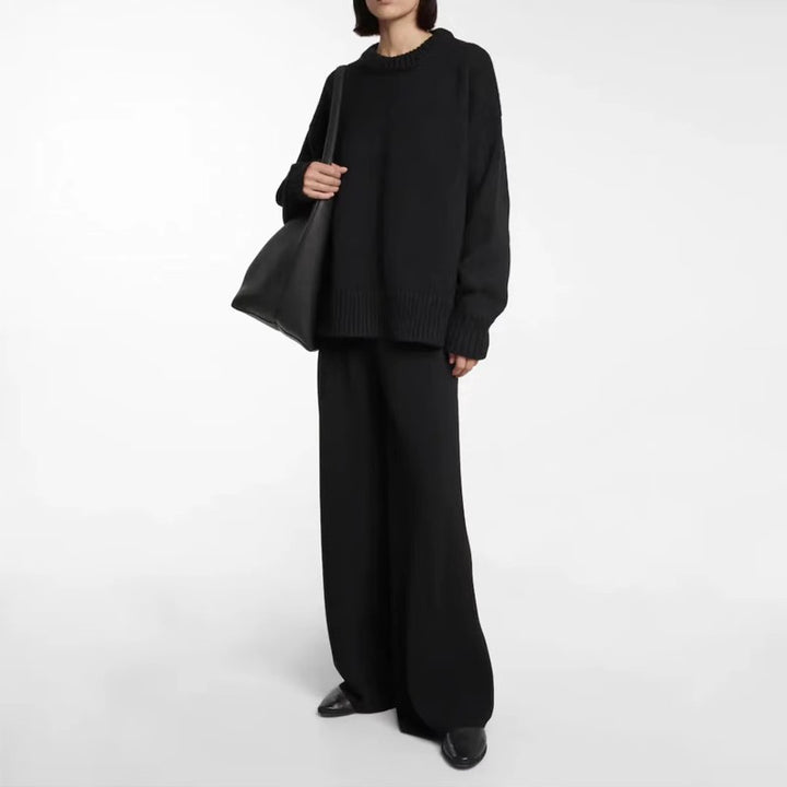 Wide high-waisted ladies' trousers in fluid material Lune London
