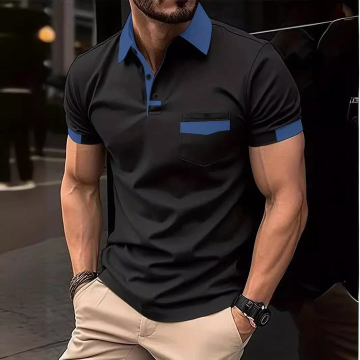 Short-sleeve leisure polo for men with contrasting pocket Lune London