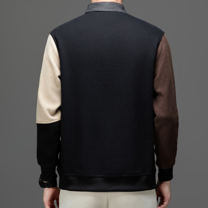 Men's long sleeve polo shirt with a unique pattern mix Lune London