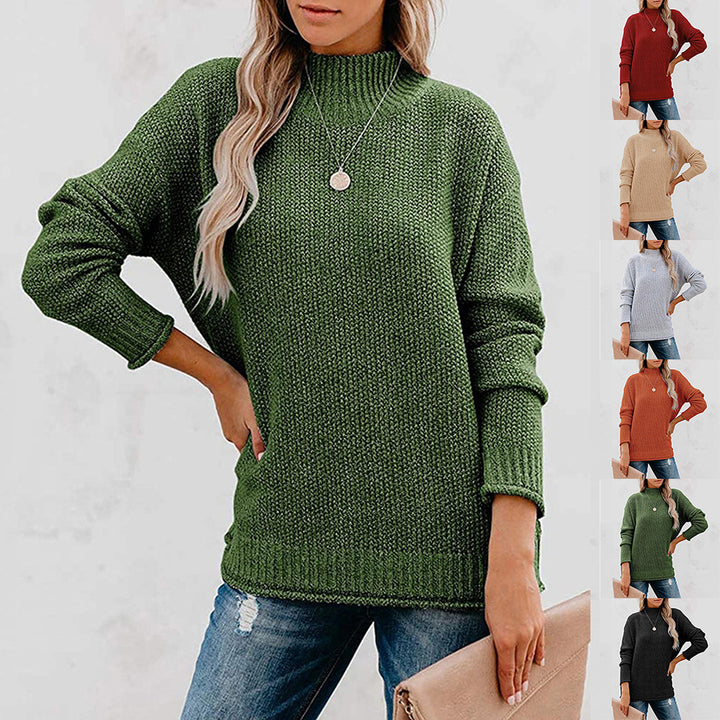 Thick knit women's sweater with a high collar and a relaxed fit Lune London