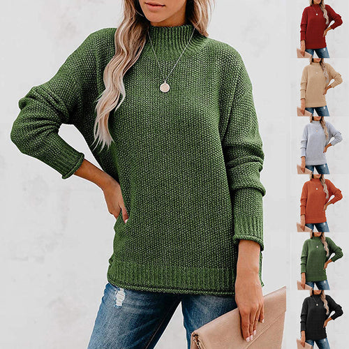 Thick knit women's sweater with a high collar and a relaxed fit Lune London