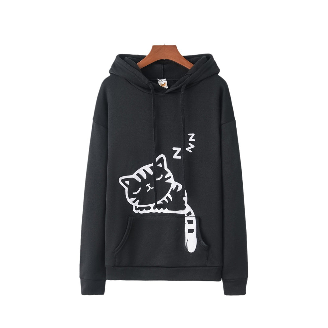 Hooded sweatshirt for women with a cute cat pattern Lune London