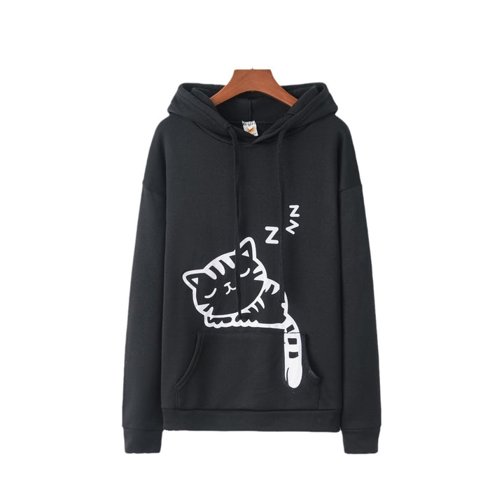 Hooded sweatshirt for women with a cute cat pattern Lune London