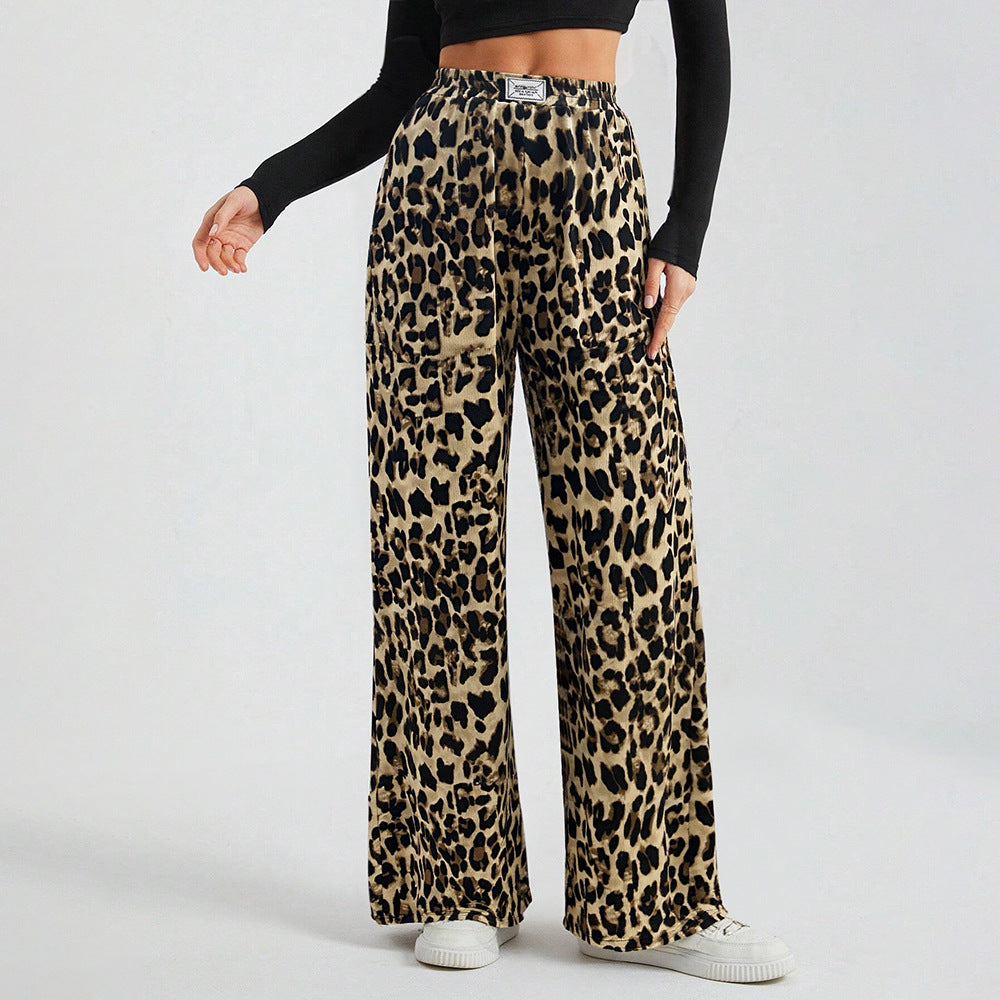 Pantalons palazzo larges pour femmes avec imprimé animal et ceinture élastique confortable Chic & Stil