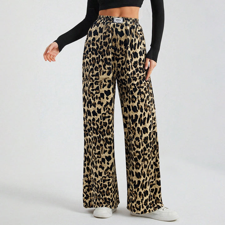 Pantalons palazzo larges pour femmes avec imprimé animal et ceinture élastique confortable Chic & Stil