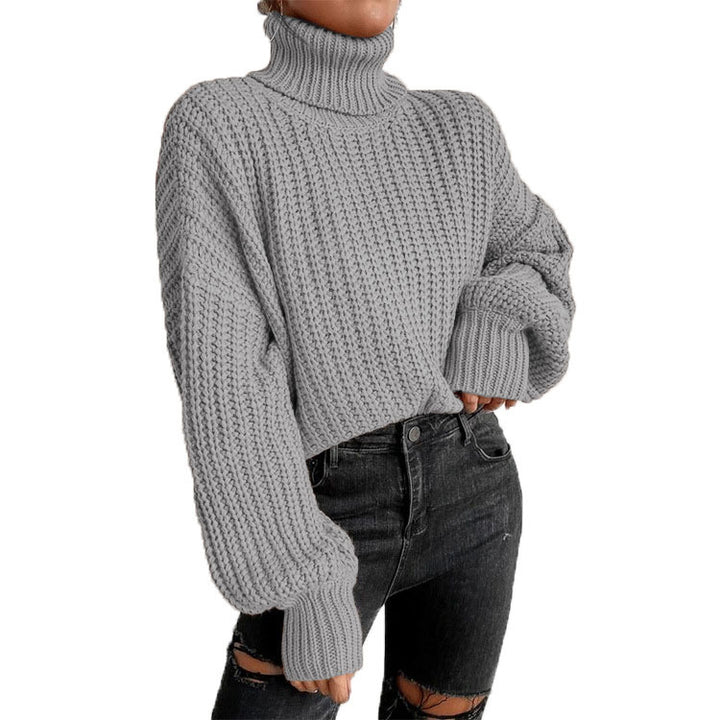 Chunky knit sweater for women with a high collar and relaxed fit Lune London