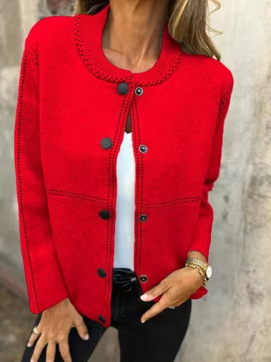 Ladies Loose Knit Vest with Buttons and Decorative Stitching Lune London