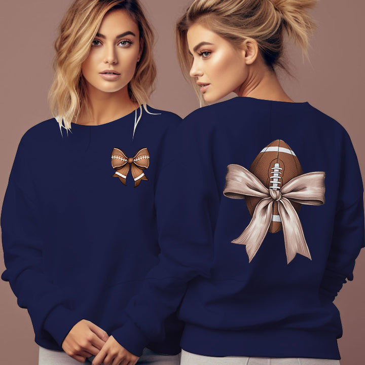Sweat-shirt pour femmes avec motif de football mignon et accent de nœud Chic & Stil