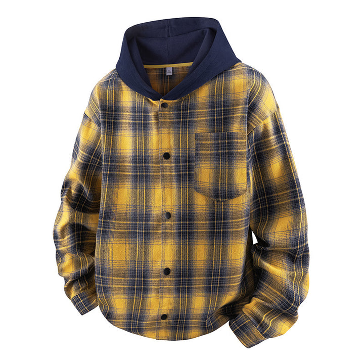 Casual men's jacket with lined hood and checked pattern Lune London
