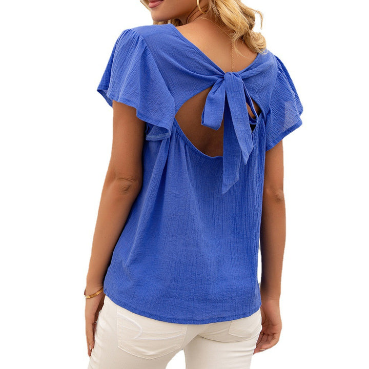 Ladies casual short sleeve top with loop detail Lune London