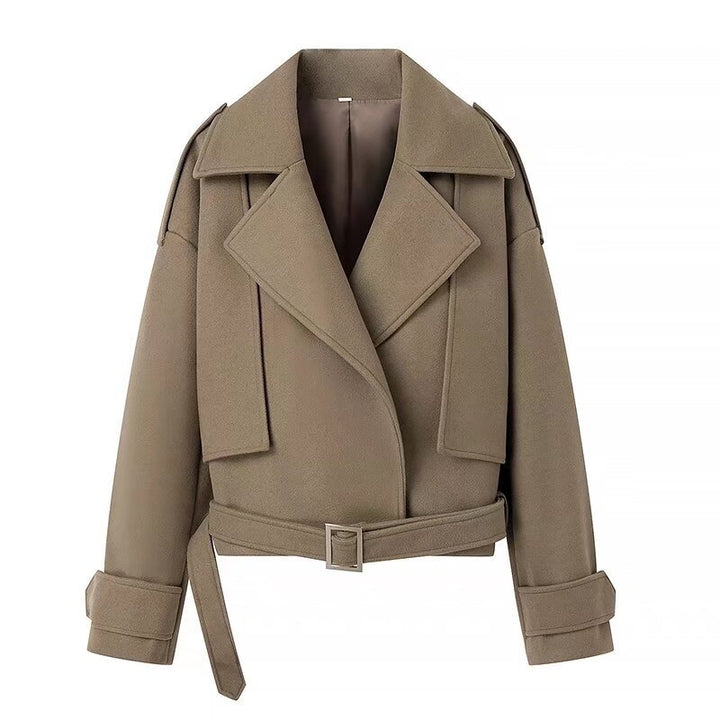 Veste de motard féminine élégante avec détail de ceinture et coupe décontractée Chic & Stil