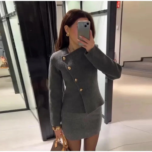 Chic blazer dress for women with gold buttons Lune London