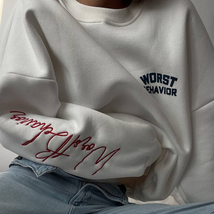 Women's Oversized Sweatshirt with Creative Retro Print Lune London