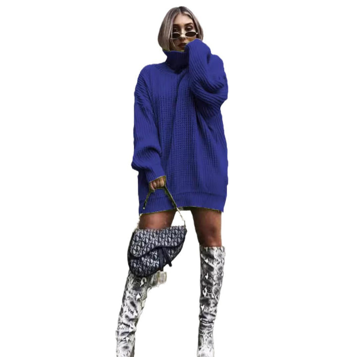 Pull en tricot épais pour femmes avec col montant et coupe décontractée surdimensionnée Chic & Stil