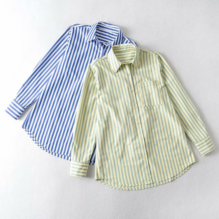 Elegant ladies' shirt with a fine striped pattern and a practical chest pocket Lune London