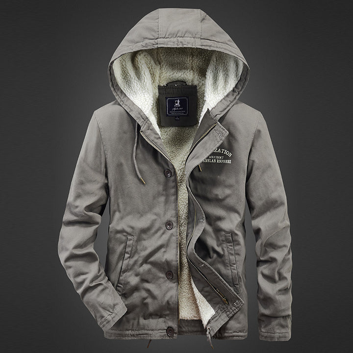 Technical transition jacket for men with warming teddy inner lining Lune London
