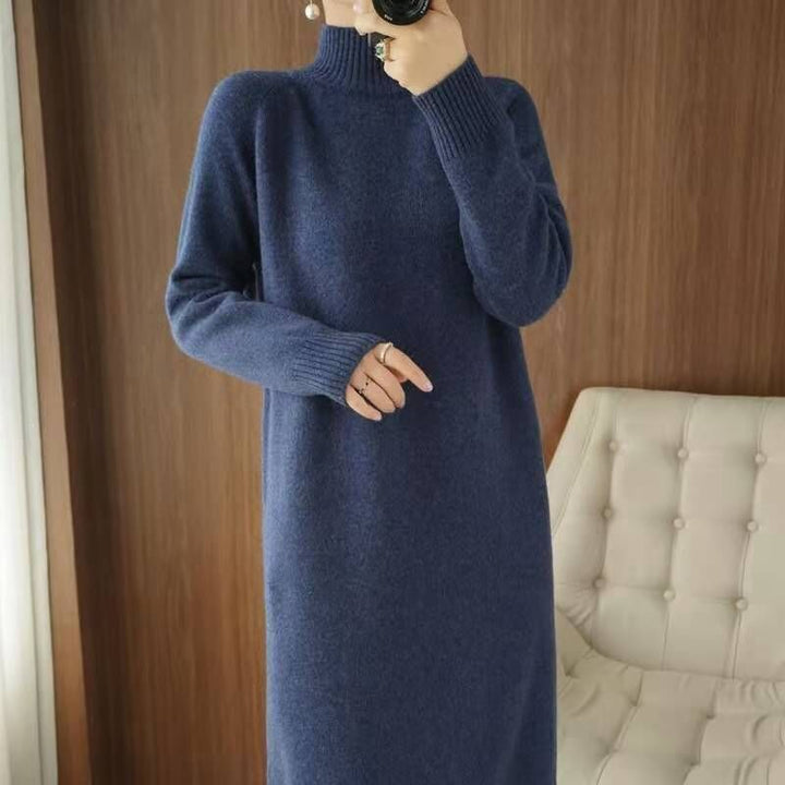 Knit dress for women with high collar and slightly oversized fit Lune London