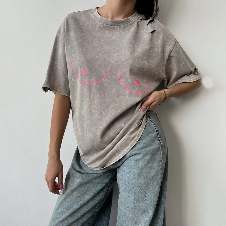 Oversized T-shirt for women with creative print and relaxed fit Lune London