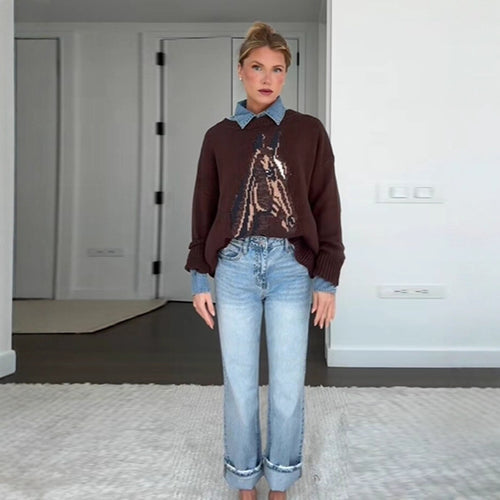 Women's sweatshirt with artistic animal pattern and relaxed fit Lune London