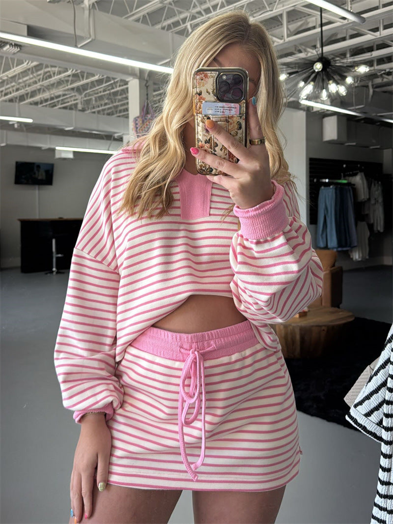 Casual women's sweater with striped pique pattern Lune London