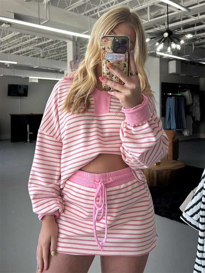Casual women's sweater with striped pique pattern Lune London