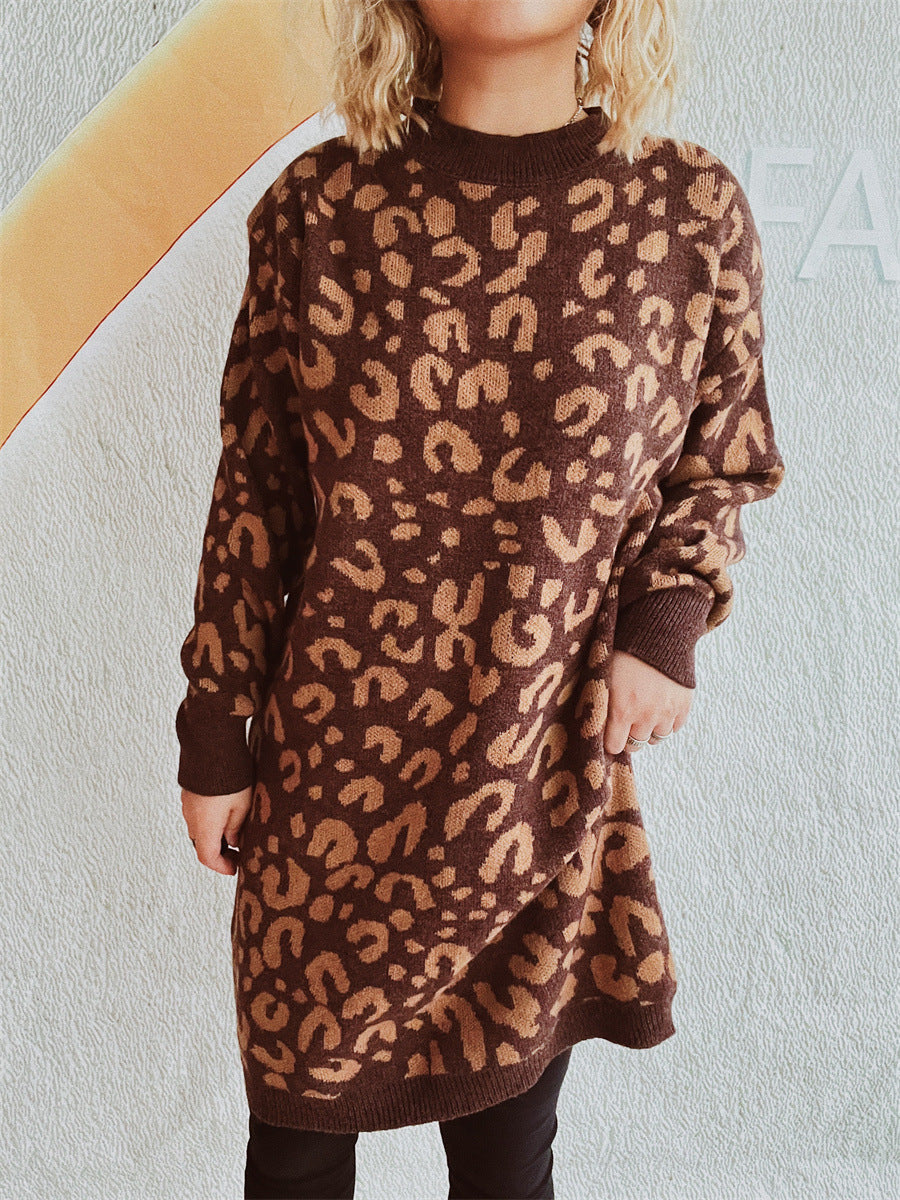 Lune London | Women's Chunky Knit Dress in Modern Leopard Pattern
