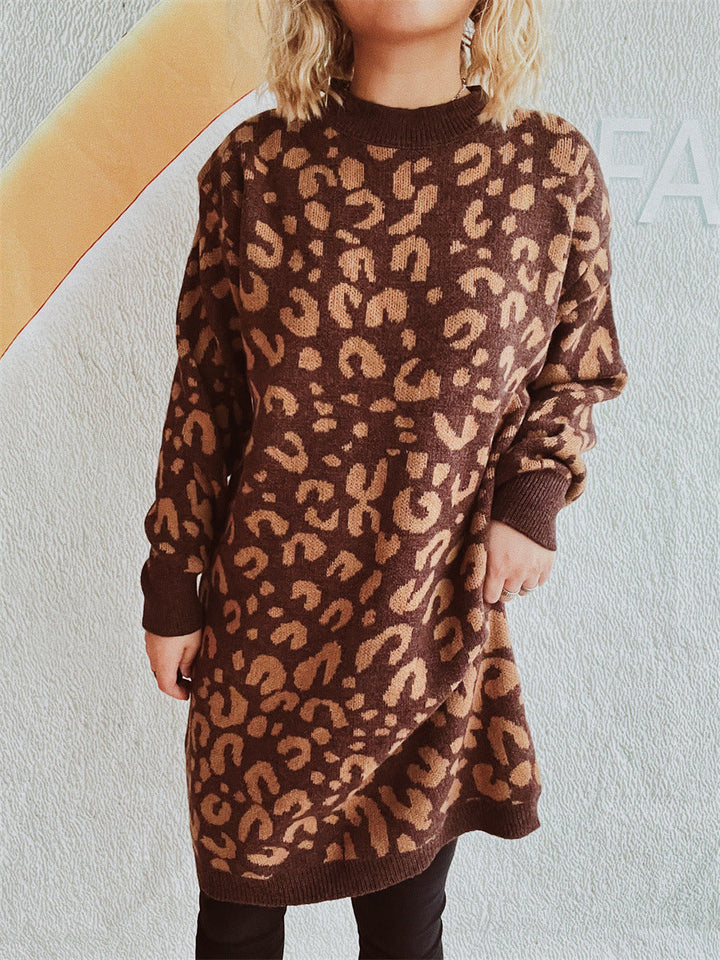 Lune London | Women's Chunky Knit Dress in Modern Leopard Pattern