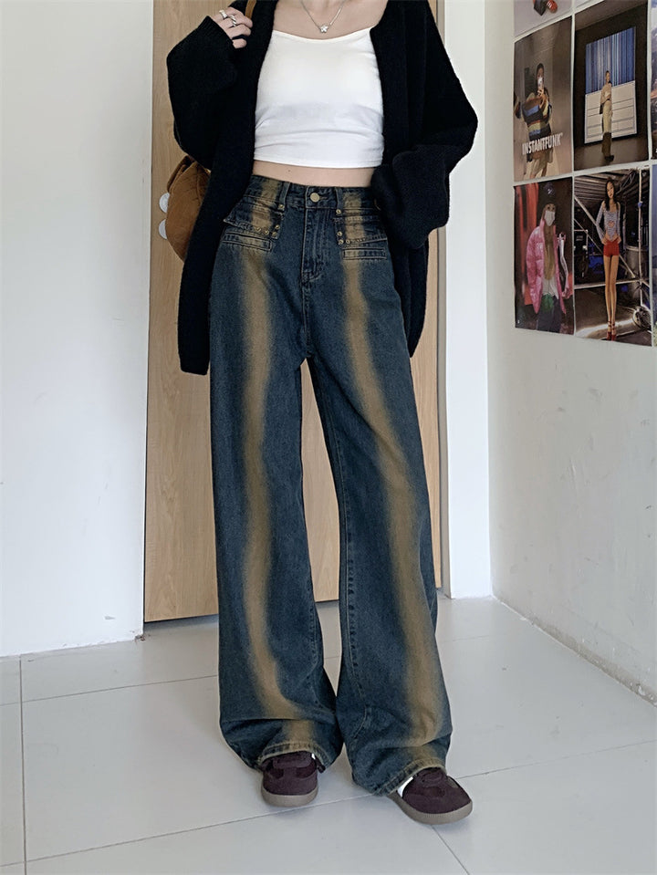 Jean femme à coupe large avec design de bouton détaillé Chic & Stil