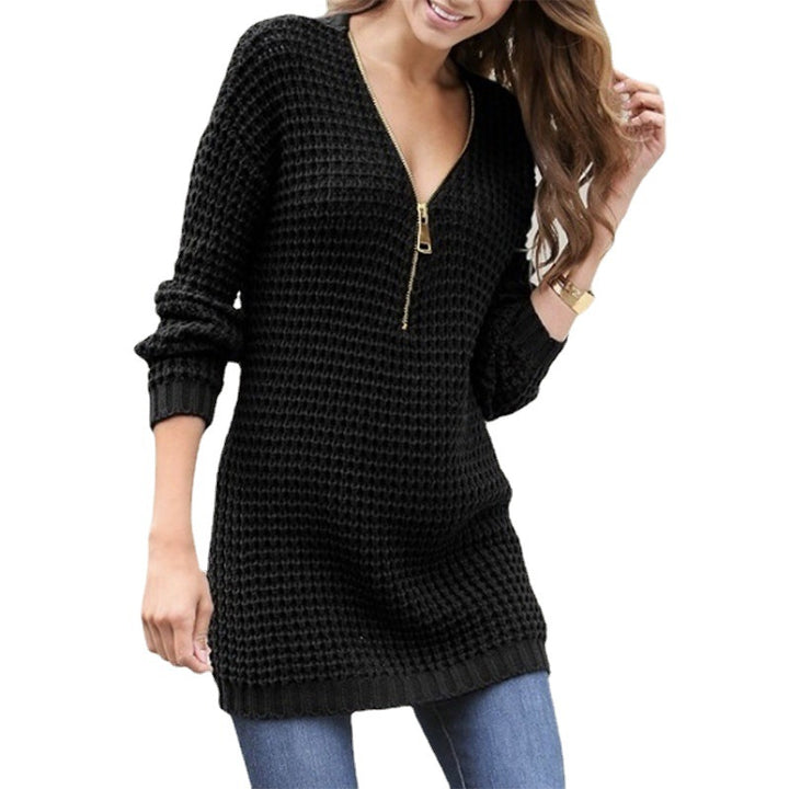 Knit sweater for women with zipper closure and elastic hem Lune Londonl