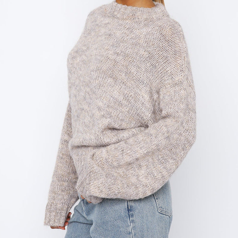 Ladies trendy knit sweater with loose fit and high collar Lune London