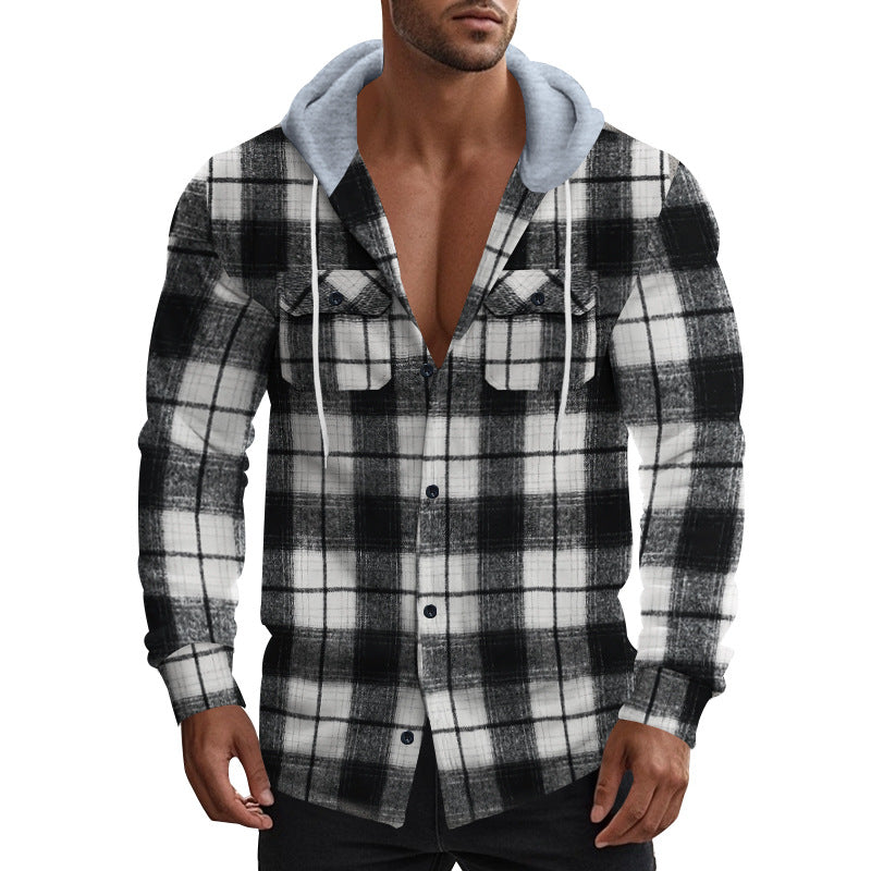 Shirt for men with hood and plaid pattern Lune London