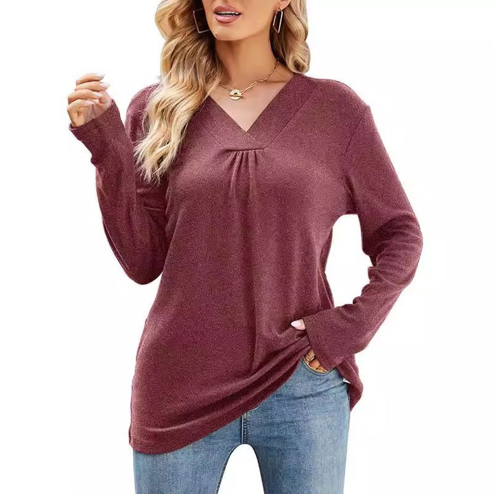 Long sleeve V-neck blouse for women with asymmetrical cut Lune London