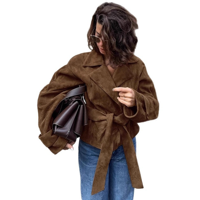 Lune London suede jacket for ladies with belt