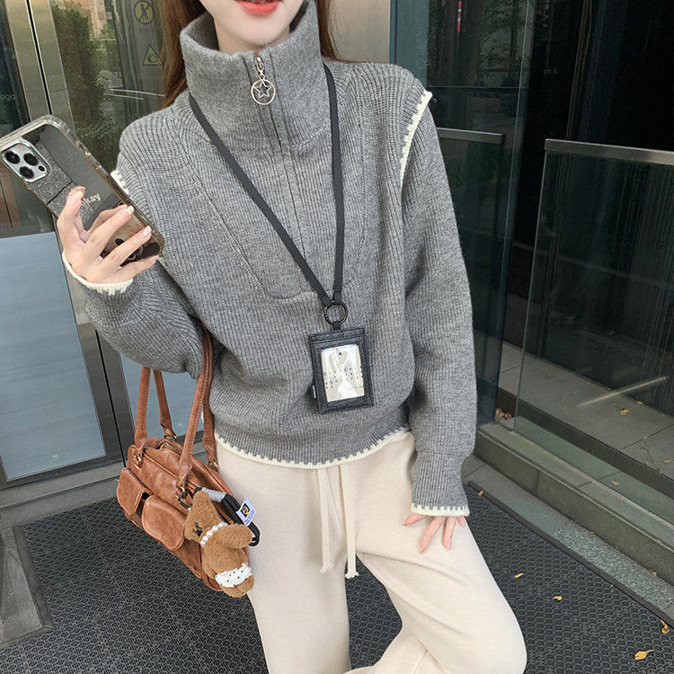 Women's sweater with high collar and oversized sleeves Lune London