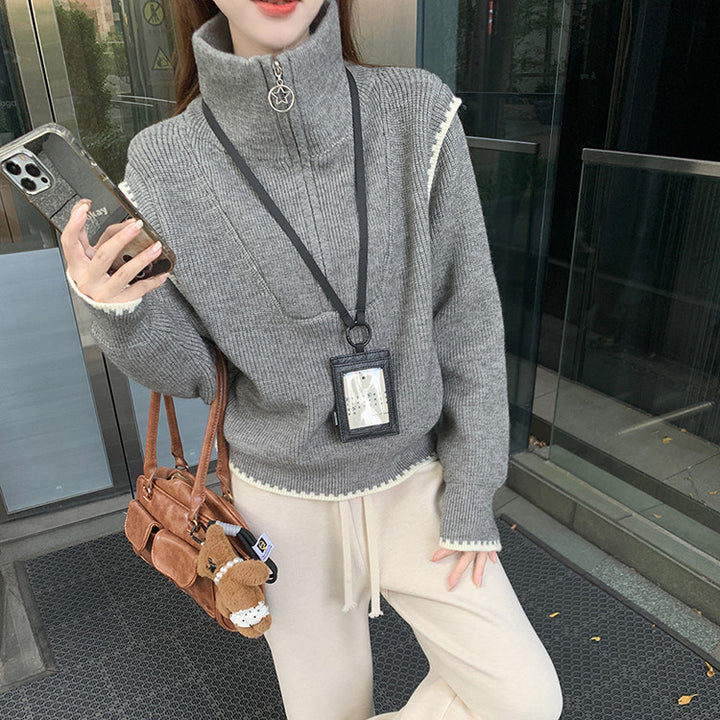 Women's sweater with high collar and oversized sleeves Lune London