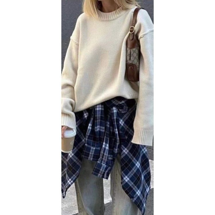 Flannel shirt for women with plaid pattern and relaxed fit Lune London