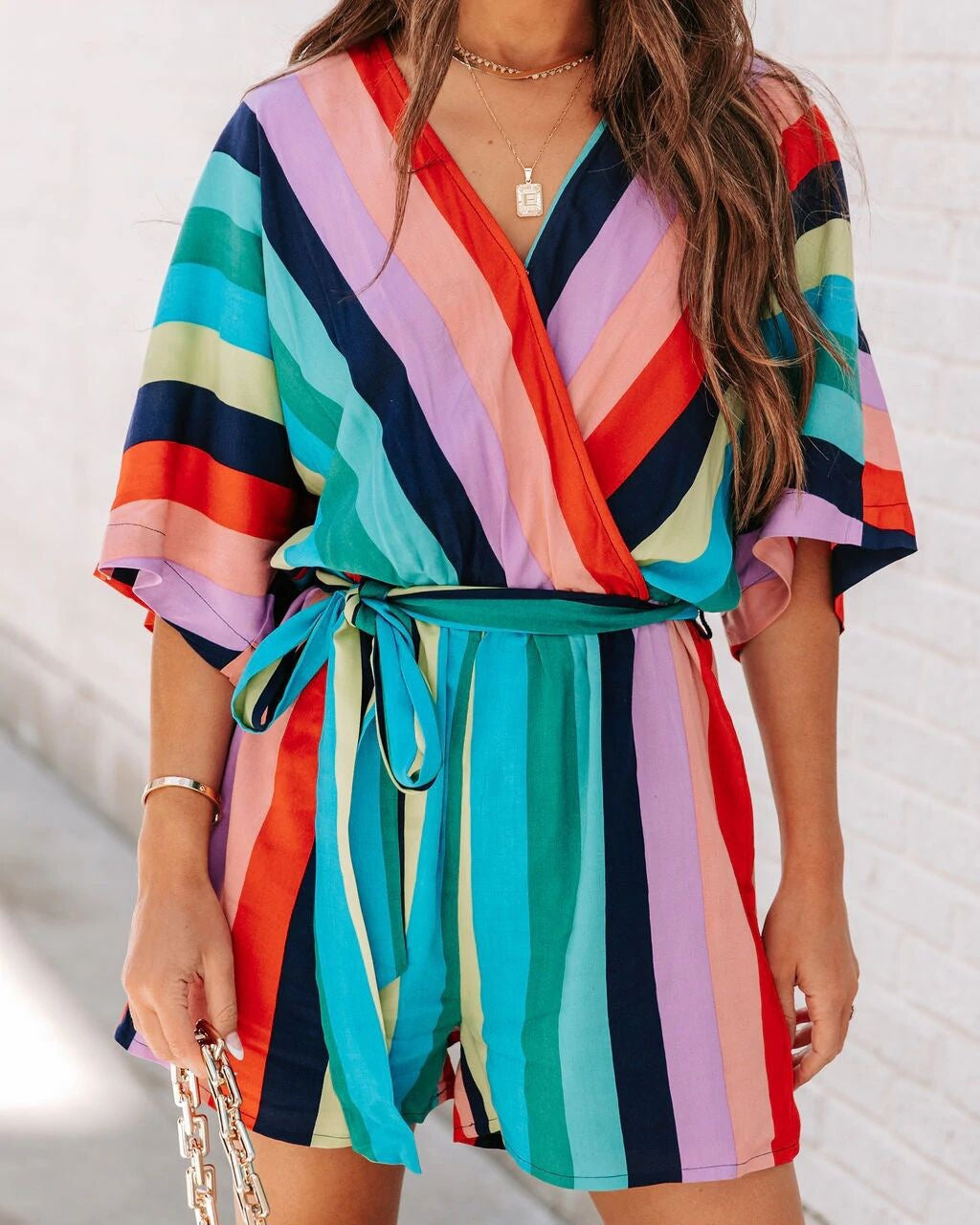 Ladies leisure chic striped playsuit and style
