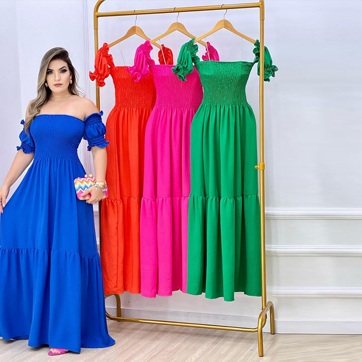 Chic & Stylish Off-Shoulder Design Maxi Dress for Women with Breezy Ruffles