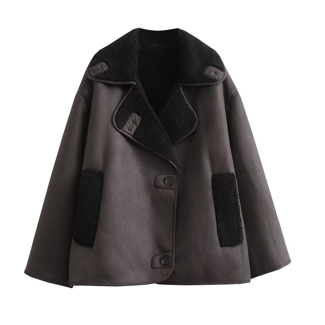 Oversized cotton jacket for women with padded collar Lune London