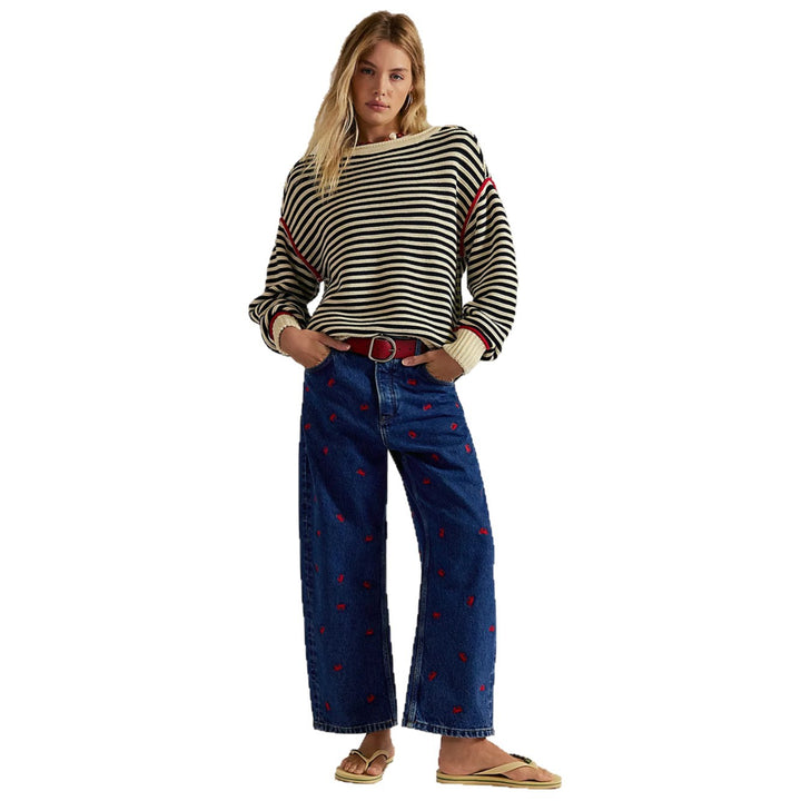 Oversized knit sweater for women with striped pattern and relaxed fit Lune London
