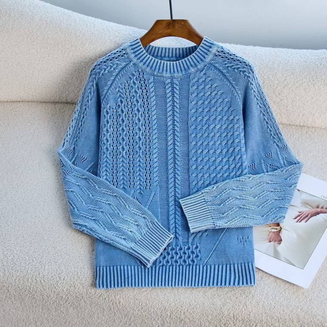 Cozy knitted sweater for women with a structured twisted pattern Lune London
