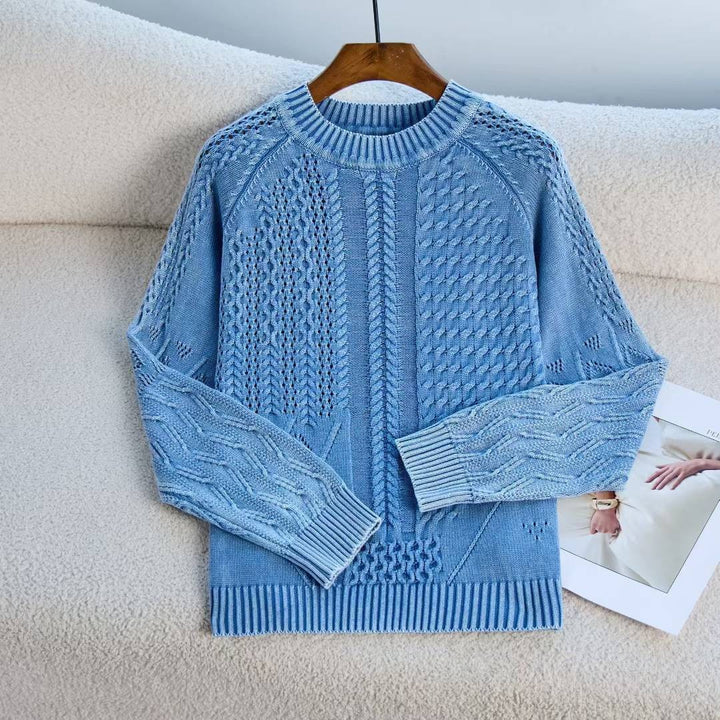 Cozy knitted sweater for women with a structured twisted pattern Lune London