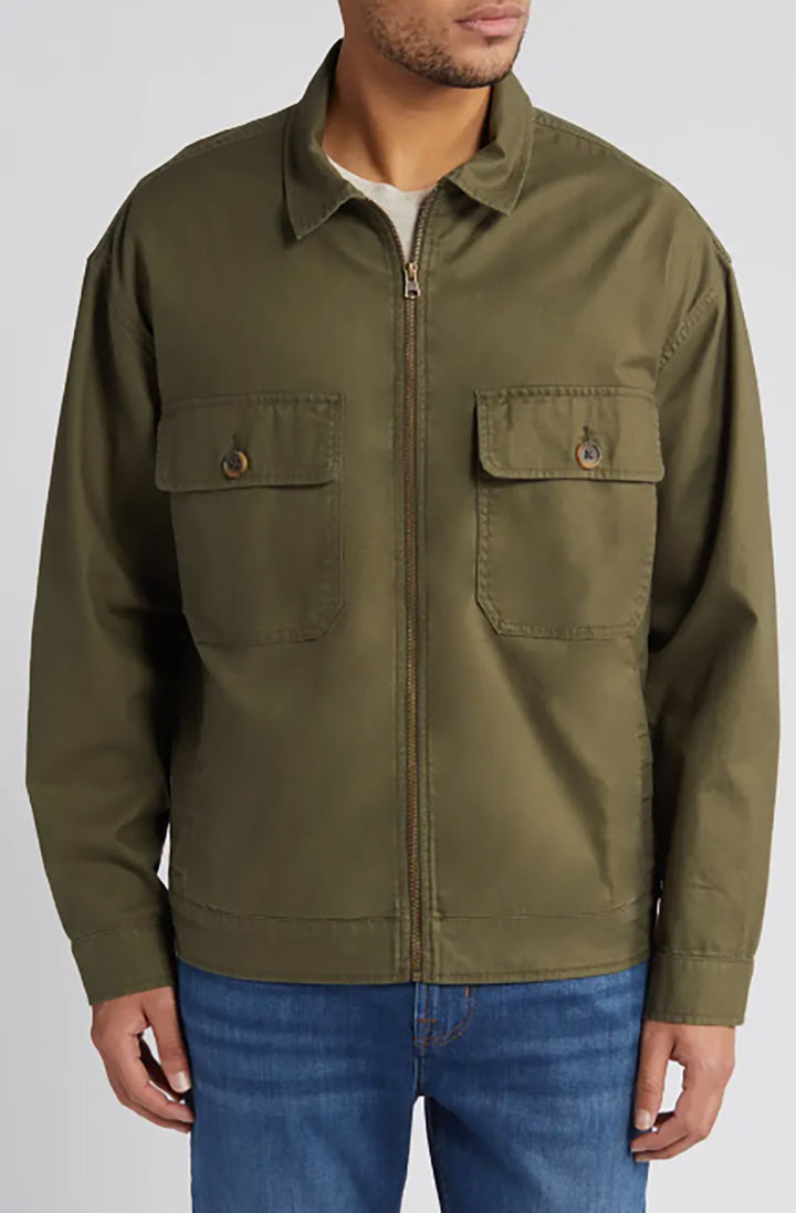 Utility jacket for men with applied pockets and continuous zipper Lune London