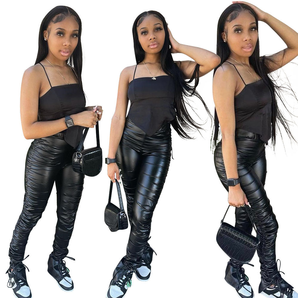 Chic leggings and stylish synthetic leather for women